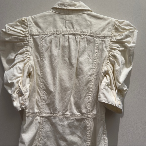 Frame - Gillian Denim Mini Puff Sleeve Shirt Dress Size Small - Picture 6 of 10